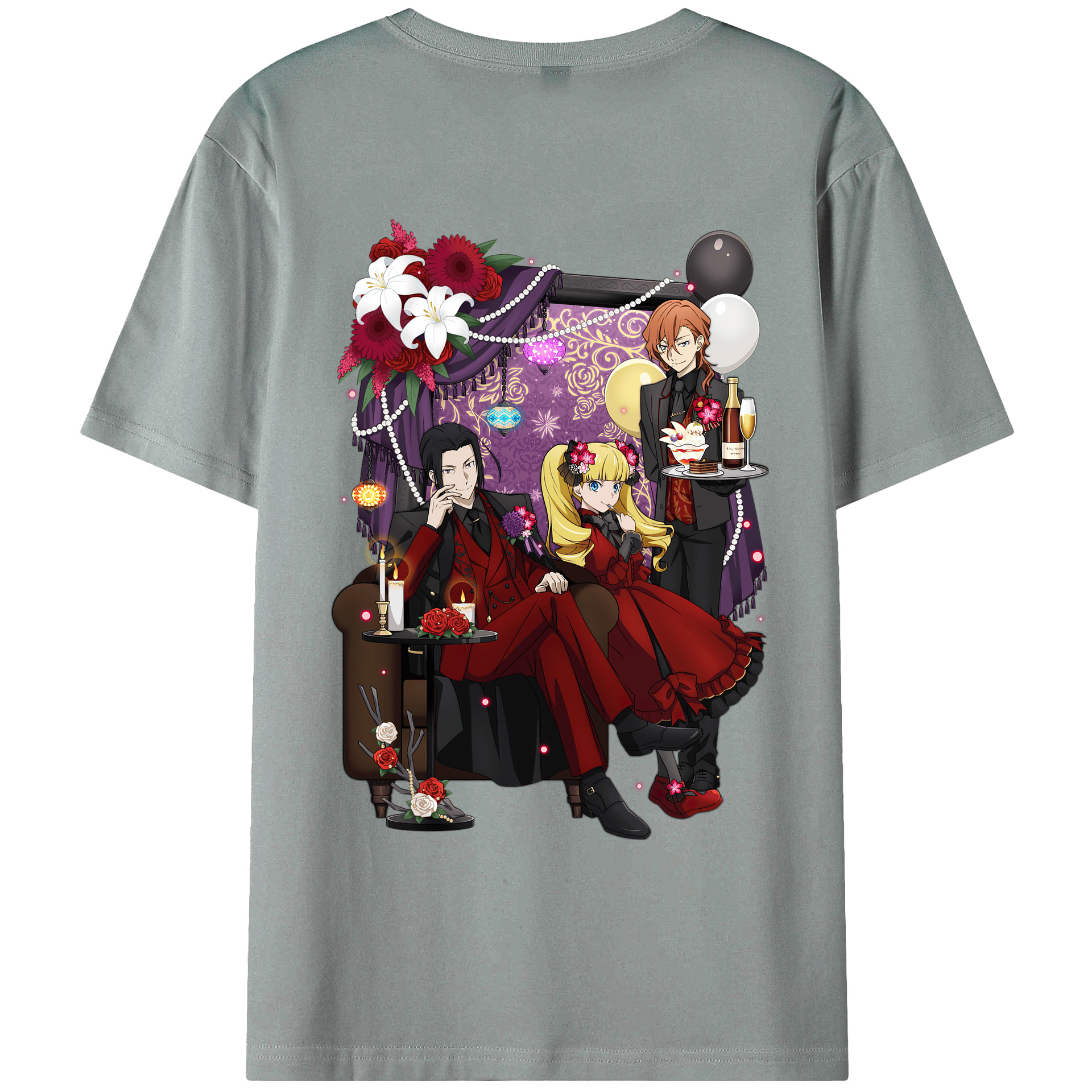 （画像用） 文豪ストレイドッグス Bungo Stray Dogs 綿100％ メンズ半袖Tシャツ（バックプリント） 通気性